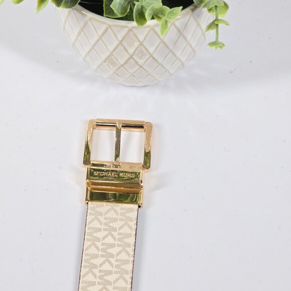 NWT MICHAEL Michael Kors Reversible Belt Vanilla Cream L - Picture 2 of 7